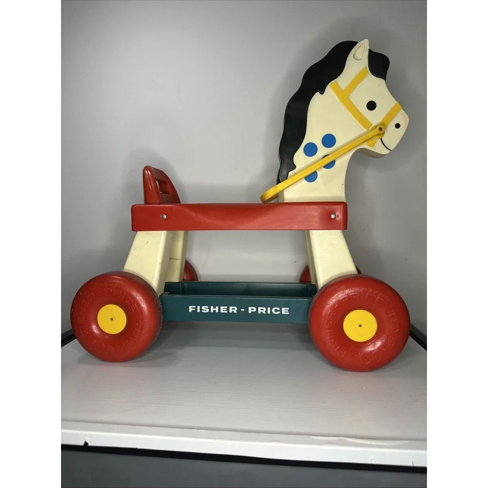 Fisher Price Vintage 1976 Ride On Horse Toddler Toy #978 Pull Plastic Pony 17”